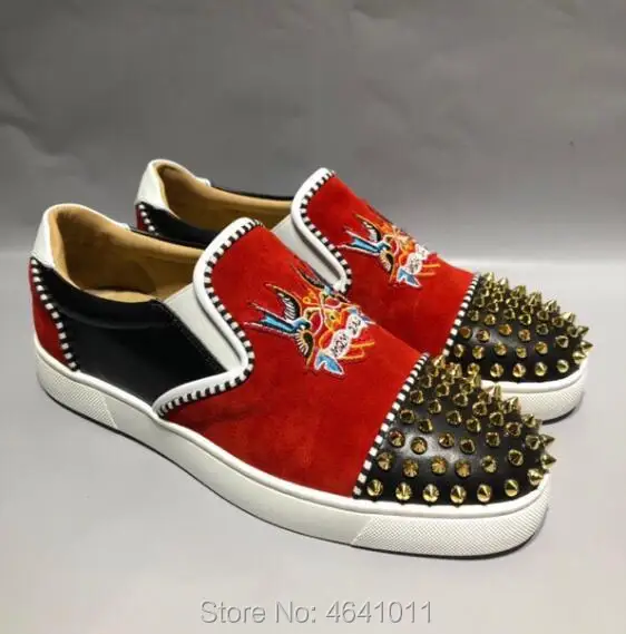 Low Cut Leisure shoes cl andgz Slip On Red badge Embroider Gold Rivets Red bottom For men sneakers Leather Flat Loafers 2018
Low Cut Leisure shoes cl andgz Slip On Red badge Embroider Gold Rivets Red bottom For men sneakers Leather Flat Loafers 2018