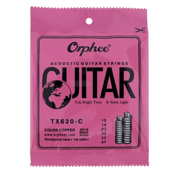 Orphee 6pcs/set Acoustic Guitar Strings Multi-color Copper Strings with Full Bright Tone & Extra Light TX620-C
Orphee 6pcs/set Acoustic Guitar Strings Multi-color Copper Strings with Full Bright Tone & Extra Light TX620-C