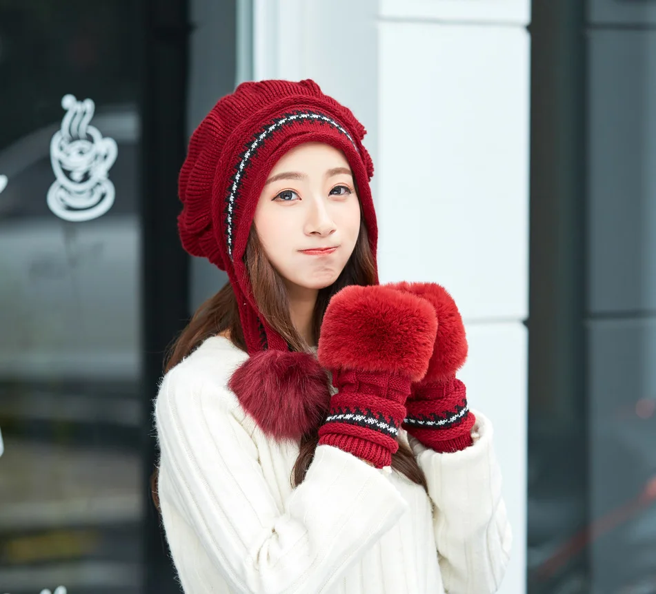 2018 Winter New Hat Gloves Set Rabbit Hair Knit Winter Hats for Women Gloves Lovely Sweet Warm Set Good Quality
2018 Winter New Hat Gloves Set Rabbit Hair Knit Winter Hats for Women Gloves Lovely Sweet Warm Set Good Quality