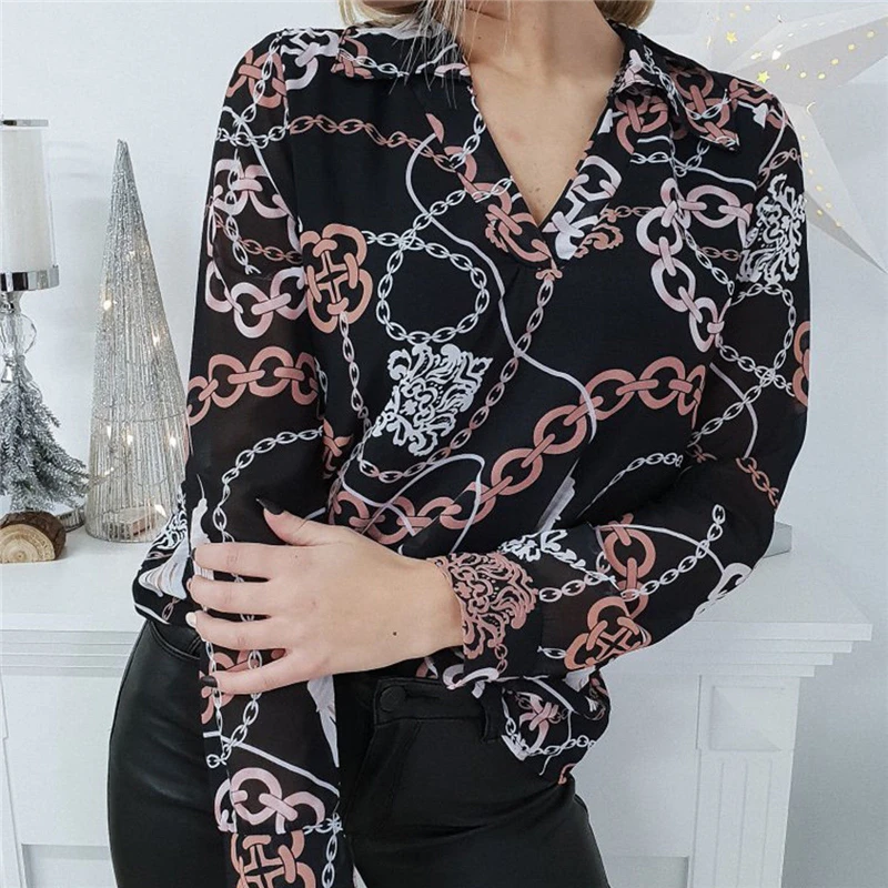 womens vogue steel link chain print blouse shirts female long sleeve v neck loose shirt fashion woman OL blouses tops clothes
womens vogue steel link chain print blouse shirts female long sleeve v neck loose shirt fashion woman OL blouses tops clothes