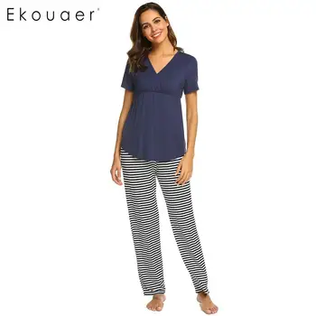 Ekouaer Women Pajamas Set Nighties Casual Homewear V-Neck Short Sleeve Maternity Pajama Sets Female Comfortable Sleepwear
Ekouaer Women Pajamas Set Nighties Casual Homewear V-Neck Short Sleeve Maternity Pajama Sets Female Comfortable Sleepwear