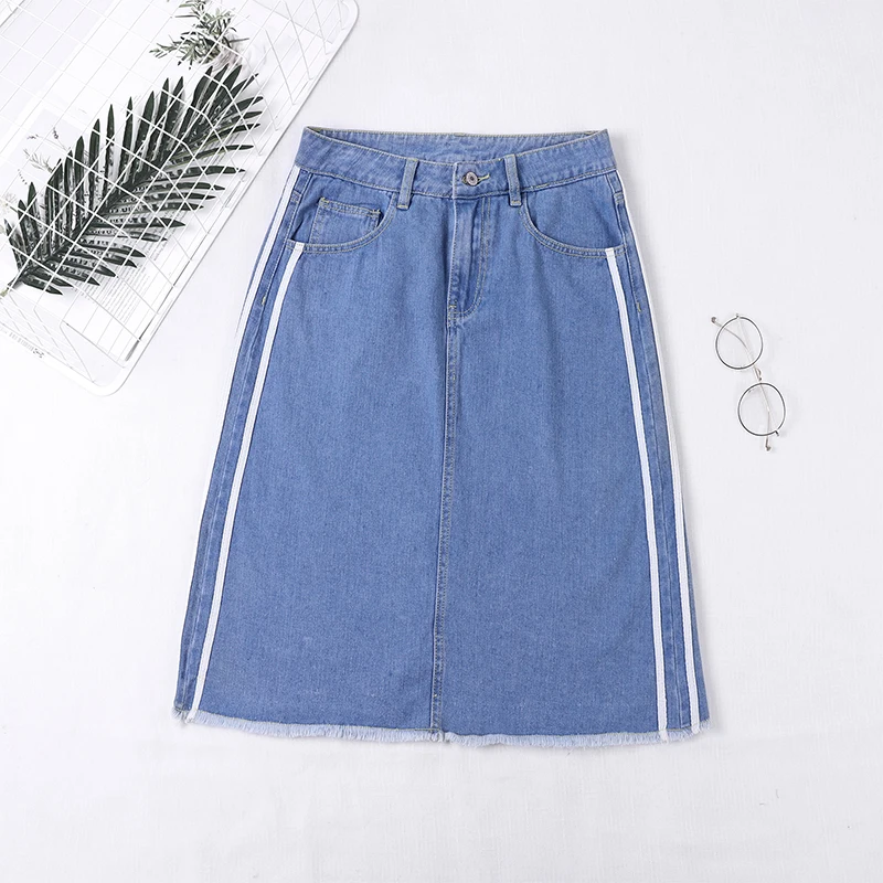Jupe Jeans Taille Haute High Waist Denim Skirt Women 2019 Spring Summer A-line Pencil Jeans Skirts Pocket Side Striped Plus Size
Jupe Jeans Taille Haute High Waist Denim Skirt Women 2019 Spring Summer A-line Pencil Jeans Skirts Pocket Side Striped Plus Size