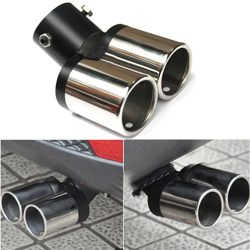 Car round curved exhaust muffler tip stainless steel double exhaust pipe chrome alloy trim modified rear tail throat
Car round curved exhaust muffler tip stainless steel double exhaust pipe chrome alloy trim modified rear tail throat