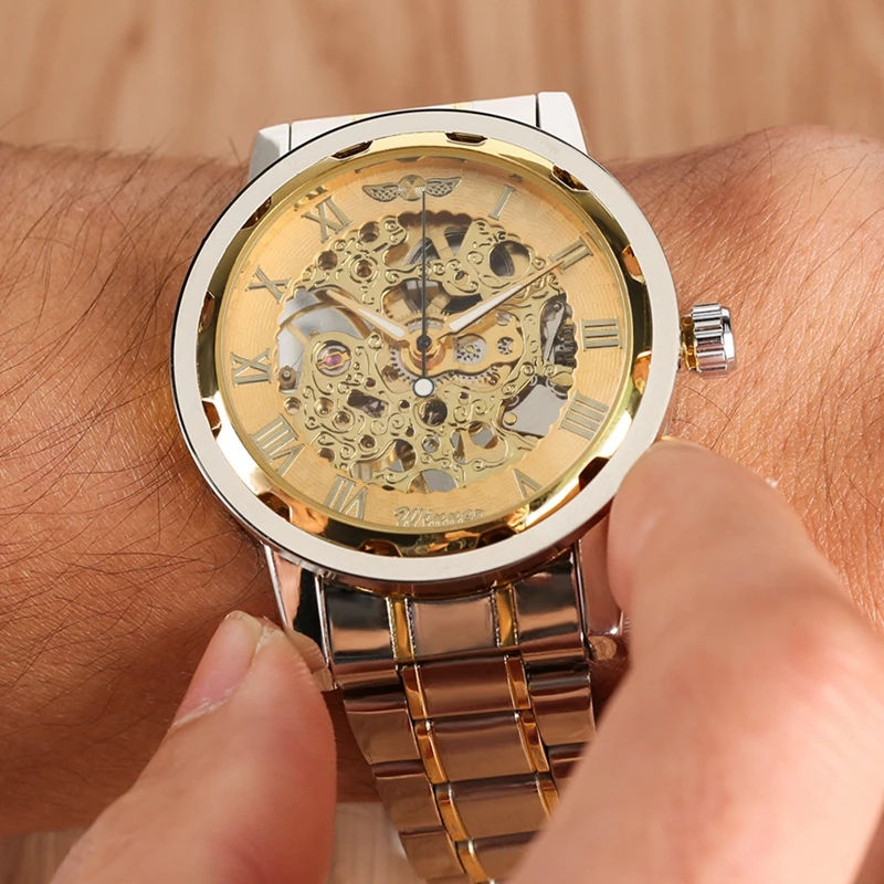 Top Luxury WINNER Watches Men Sport Watch Men's Skeleton Watch Mechanical Business Hand-Winding Clock Hour Golden Wristwatches
Top Luxury WINNER Watches Men Sport Watch Men's Skeleton Watch Mechanical Business Hand-Winding Clock Hour Golden Wristwatches