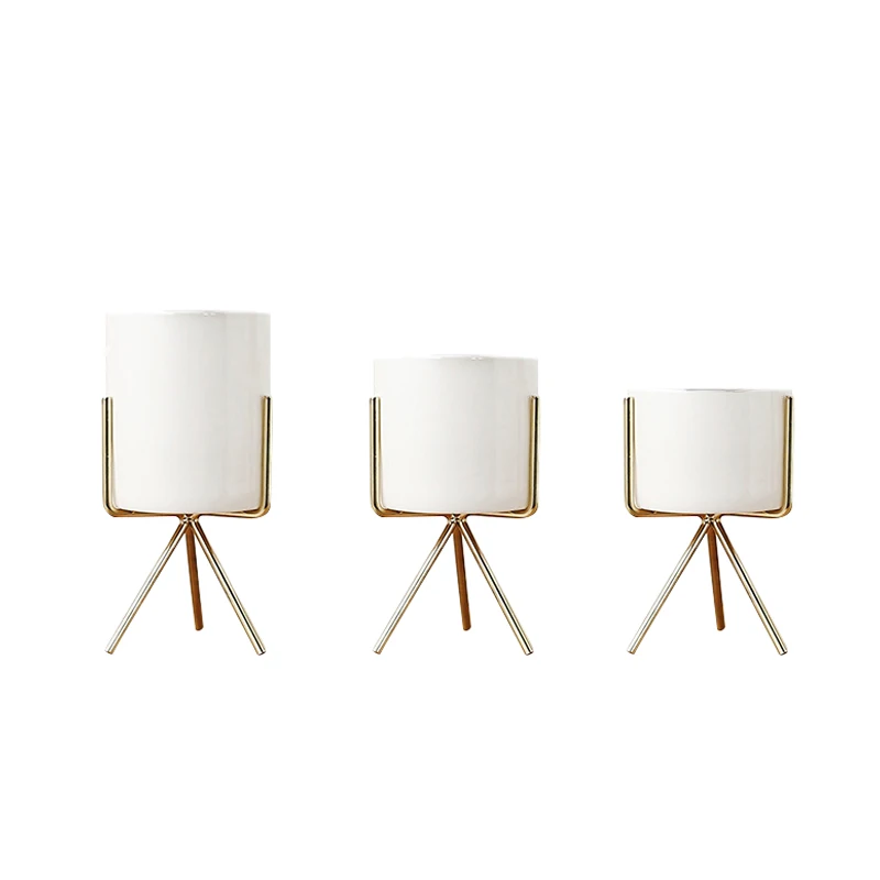 Set Of 3Pcs Ceramic Flower Planters With Iron Shelf Succulent Plant Pot Home Decorative Flower Vase Without Hole Gold
Set Of 3Pcs Ceramic Flower Planters With Iron Shelf Succulent Plant Pot Home Decorative Flower Vase Without Hole Gold