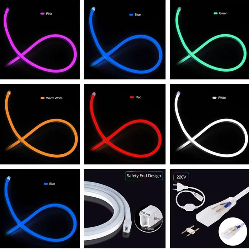 1m 5m IP67 waterproof LED Strip Light Neon Flexible Rope Tube Red Green Blue white Yellow warm white 220VAC with EU Plug
1m 5m IP67 waterproof LED Strip Light Neon Flexible Rope Tube Red Green Blue white Yellow warm white 220VAC with EU Plug