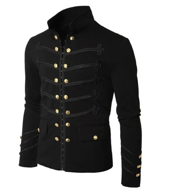 Men Vintage Military Jacket Gothic Military Parade Jacket Embroidered Buttons Solid Color Top Retro Uniform Cardigan Outerwear
Men Vintage Military Jacket Gothic Military Parade Jacket Embroidered Buttons Solid Color Top Retro Uniform Cardigan Outerwear