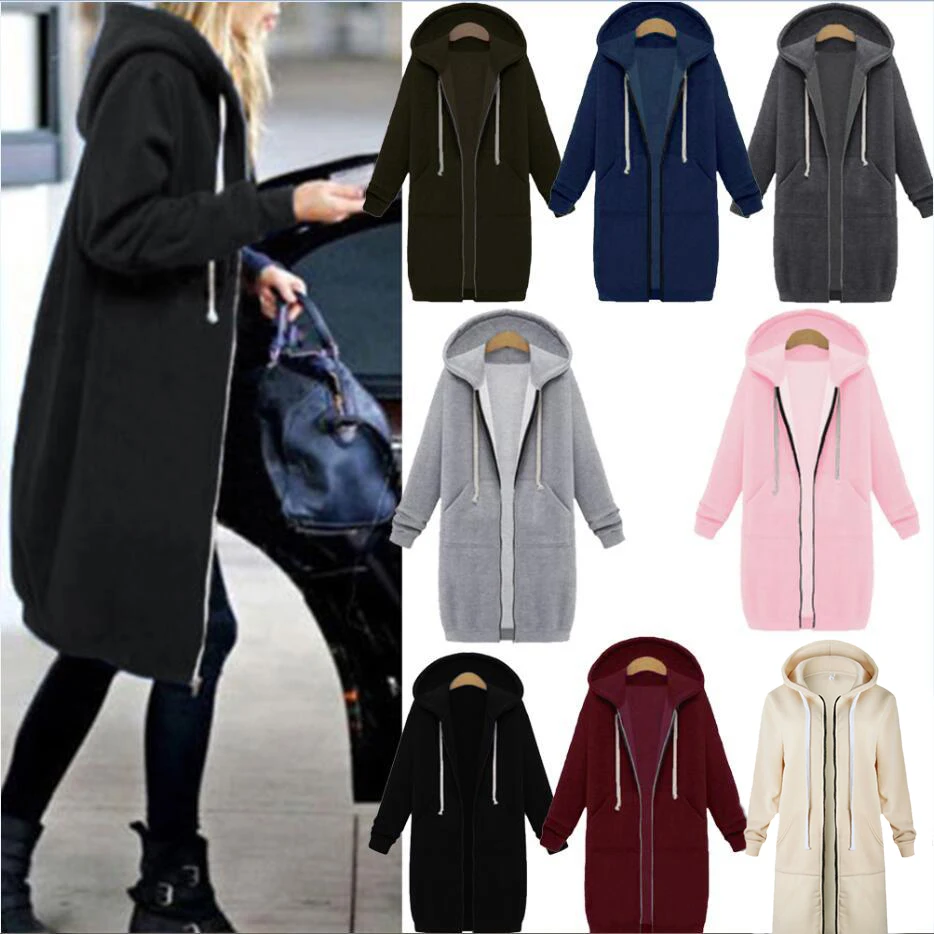 Women Fashion Autumn Winter Zip Long Hooded Coat Jacket Ladies Casual Solid Color Warm Hoodies Sweatshirt Trench Coats Outwear
Women Fashion Autumn Winter Zip Long Hooded Coat Jacket Ladies Casual Solid Color Warm Hoodies Sweatshirt Trench Coats Outwear