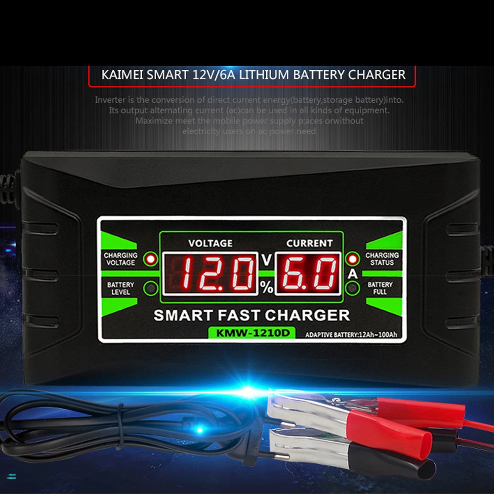 Full Automatic Car Battery Charger 90V-260V To 12V 6A Smart Fast Power Charging Suitable for Car Motorcycle With EU/US Plug
Full Automatic Car Battery Charger 90V-260V To 12V 6A Smart Fast Power Charging Suitable for Car Motorcycle With EU/US Plug