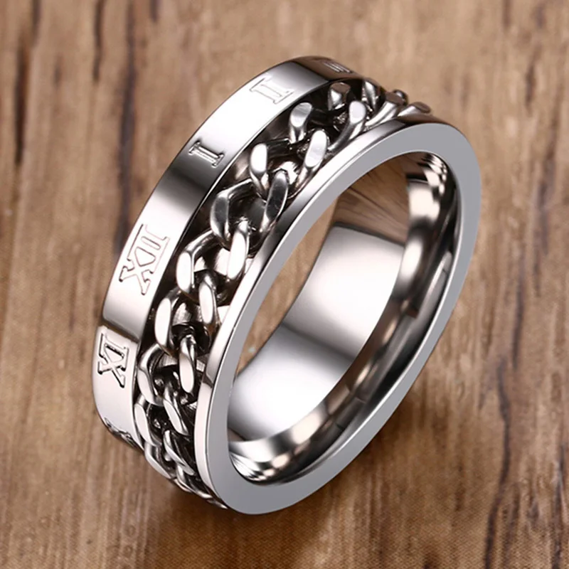 Vnox Stylish Rotatable Curb Chain Ring for Men 8mm Stainless Steel Roman Numeral Band Male Punk Jewelry Anel Fraternal Rings
Vnox Stylish Rotatable Curb Chain Ring for Men 8mm Stainless Steel Roman Numeral Band Male Punk Jewelry Anel Fraternal Rings