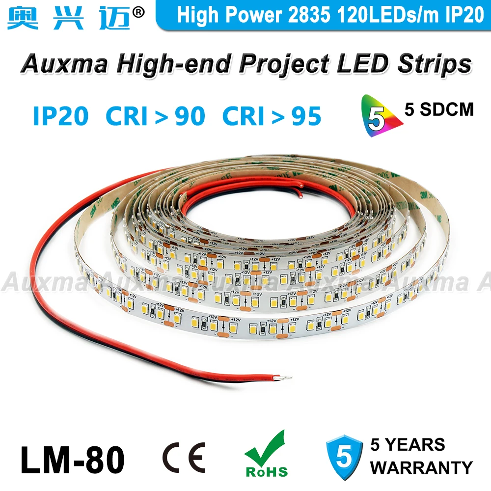 High Power 2835 120LEDs/m LED Strip,CRI95 CRI90,IP20 DC12V/24V,28.8W/m 19.2W/m 600LEDs/Reel,Non-waterproof for hotel lobby
High Power 2835 120LEDs/m LED Strip,CRI95 CRI90,IP20 DC12V/24V,28.8W/m 19.2W/m 600LEDs/Reel,Non-waterproof for hotel lobby