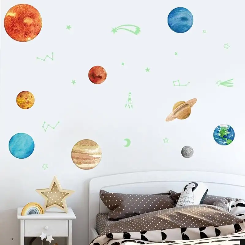 Watercolor Nine Planets PVC Night Luminous Wall Stickers Bedroom Background Wall Decorative Decals super bright wall stickers
Watercolor Nine Planets PVC Night Luminous Wall Stickers Bedroom Background Wall Decorative Decals super bright wall stickers