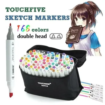 

TouchFIVE 30/40/60/80/168 Color Art Markers Set Dual Headed Artist Sketch Oily Alcohol based markers For Animation Manga Draw
