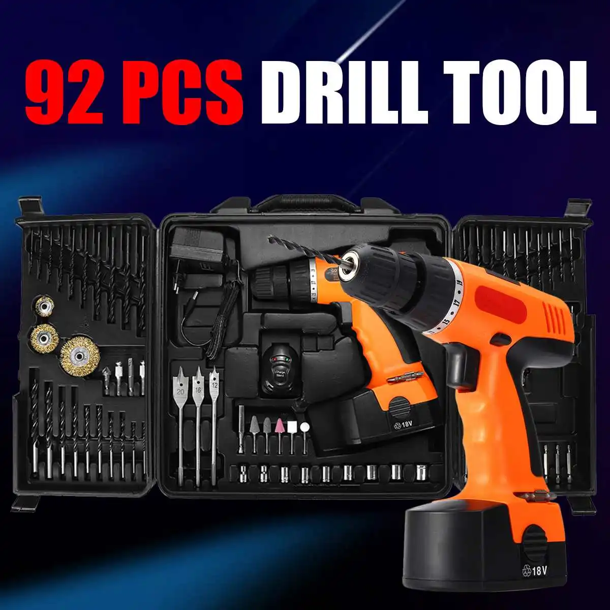 92Pcs/set 18V Electric Screwdriver Cordless Drill Driver Power + Drills Tool Accessories Set Socket DIY Household Power Tool
92Pcs/set 18V Electric Screwdriver Cordless Drill Driver Power + Drills Tool Accessories Set Socket DIY Household Power Tool