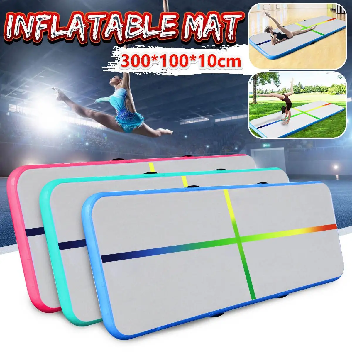 Inflatable Airtrack Gymnastics Mat + Air Pump Balance Equipment Training Exercise Air Track Floor 300*100*10cm
Inflatable Airtrack Gymnastics Mat + Air Pump Balance Equipment Training Exercise Air Track Floor 300*100*10cm