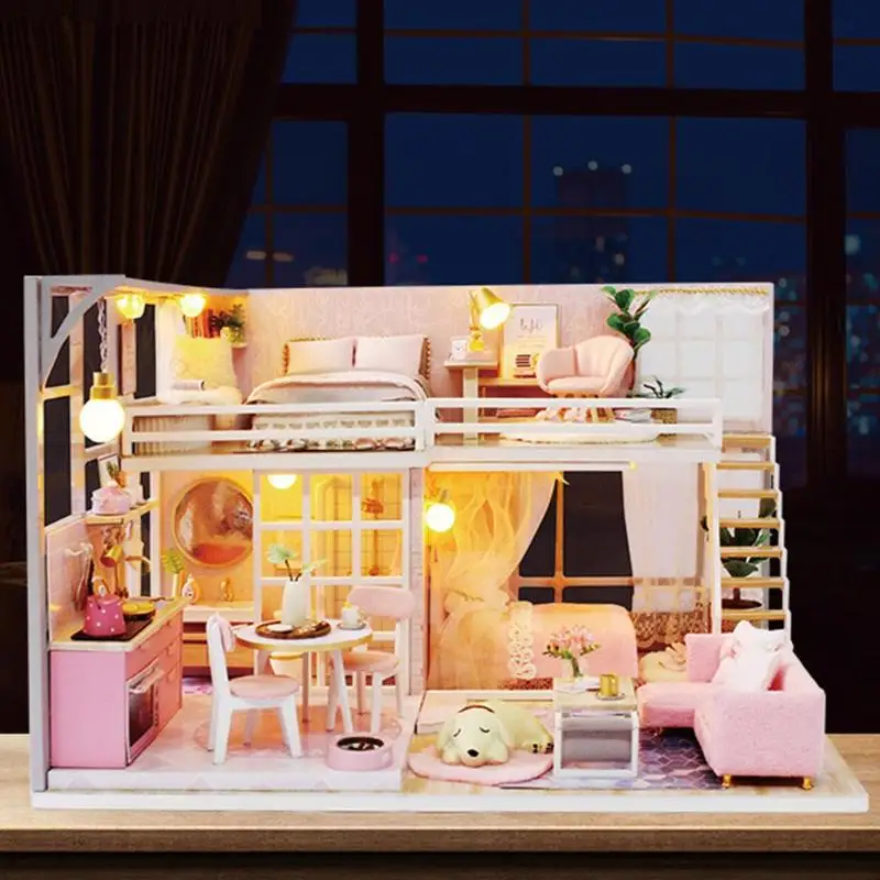 New Series 3D DIY Handmade Wooden Doll House Assembling Miniature DIY Dollhouse Toy Model with Furniture For children and lover
New Series 3D DIY Handmade Wooden Doll House Assembling Miniature DIY Dollhouse Toy Model with Furniture For children and lover