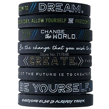 100pcs Be Yourself, Change the World, Create, & Dream Inspirational wristband silicone bracelets free shipping by epacket A
100pcs Be Yourself, Change the World, Create, & Dream Inspirational wristband silicone bracelets free shipping by epacket A