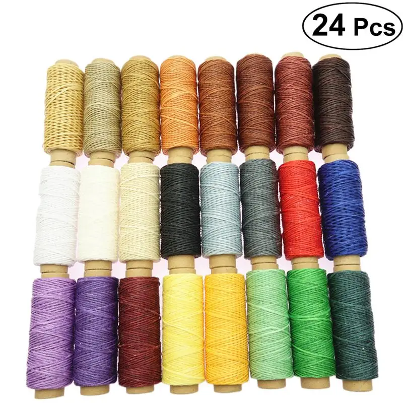 24pcs 150D 50m Waxed Cord Colorful Handmade Flat Wax Thread Sewing Craft Tool Hand Stitching for DIY Crafts
24pcs 150D 50m Waxed Cord Colorful Handmade Flat Wax Thread Sewing Craft Tool Hand Stitching for DIY Crafts
