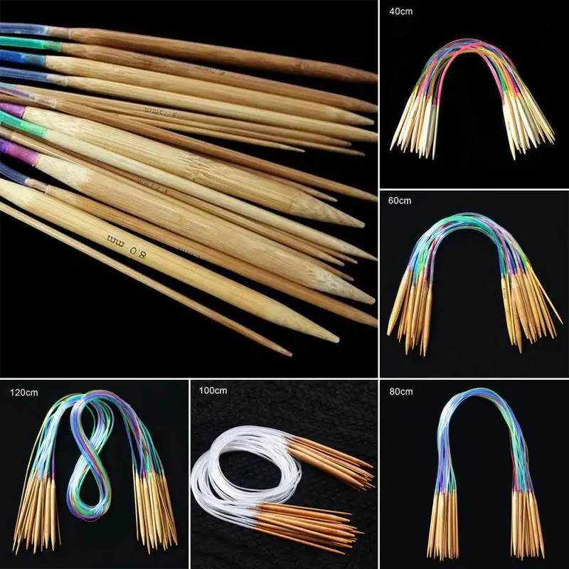 18 Sizes 40/60/80/100/120cm Multicolor Smooth Tube Circular Carbonized Bamboo Knitting Needles Set
18 Sizes 40/60/80/100/120cm Multicolor Smooth Tube Circular Carbonized Bamboo Knitting Needles Set