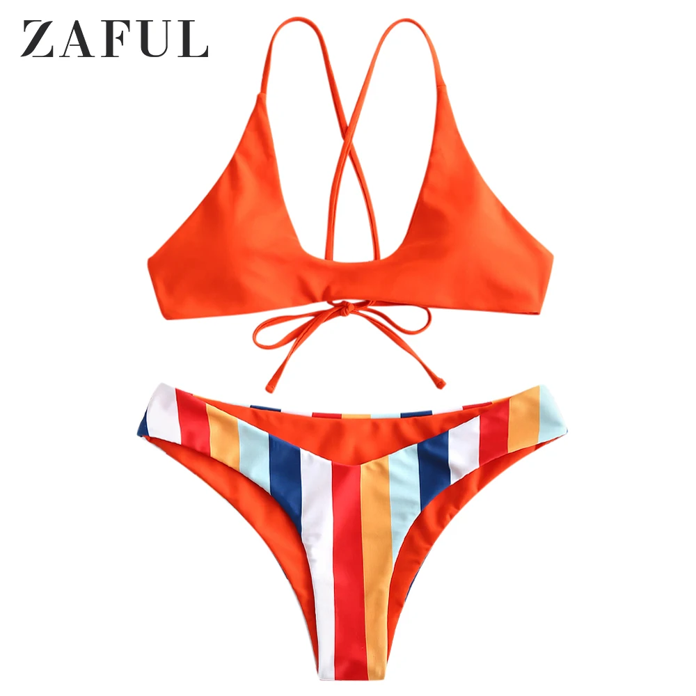 ZAFUL Bikini Striped Print Swimwear Women Push Up Swimsuit Padded Biquini Tie Back Bikinis Pink Bathing Suit Thong Beach
ZAFUL Bikini Striped Print Swimwear Women Push Up Swimsuit Padded Biquini Tie Back Bikinis Pink Bathing Suit Thong Beach