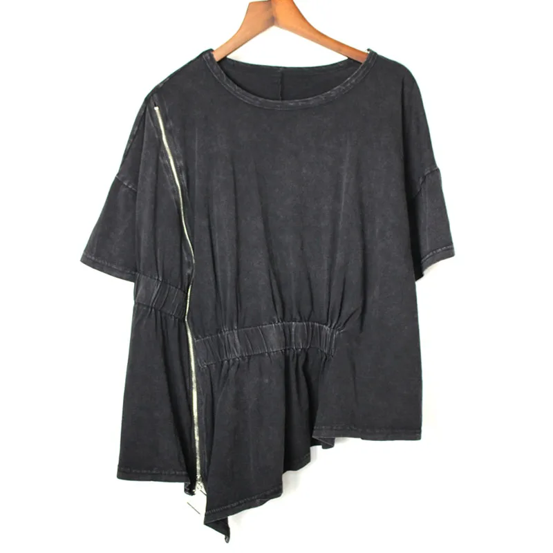 Spring Summer 2019 New Female Casual Tee Fashion Short Sleeve Solid Color O-Neck Pleated Irregular T-shirt
Spring Summer 2019 New Female Casual Tee Fashion Short Sleeve Solid Color O-Neck Pleated Irregular T-shirt
