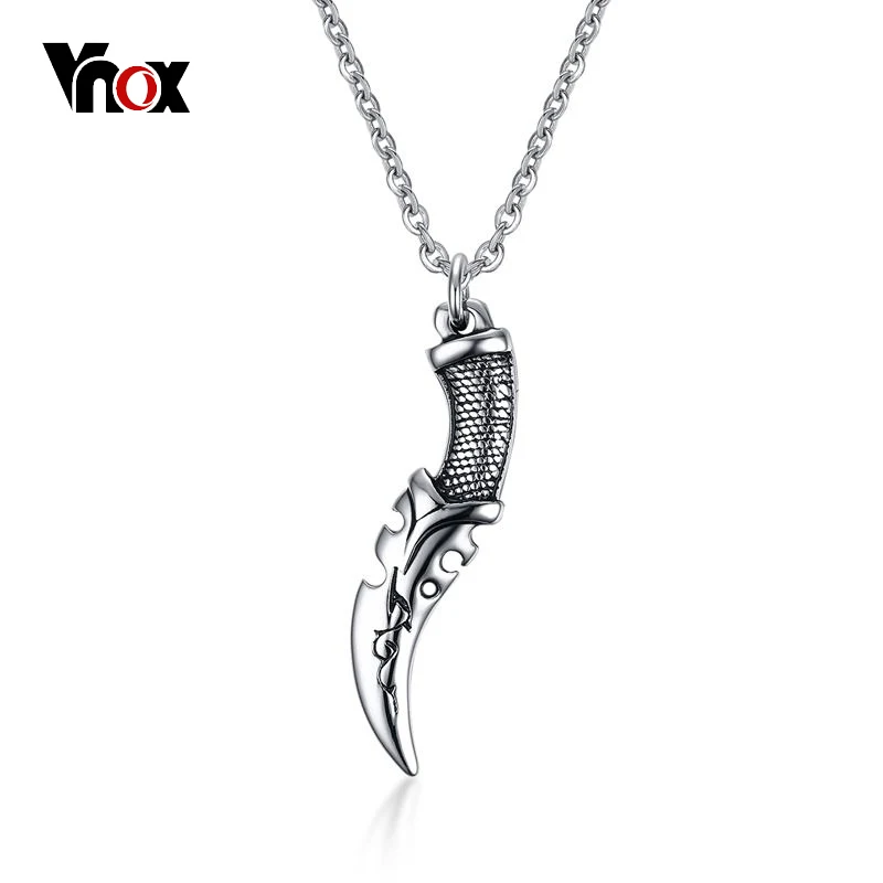 Vnox Cool Knife Pendants & Necklaces for Men High Quality Stainless Steel Punk Stylish Necklace Jewelry 20 inch Chain
Vnox Cool Knife Pendants & Necklaces for Men High Quality Stainless Steel Punk Stylish Necklace Jewelry 20 inch Chain