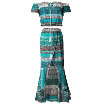 2018 Fashion Women Off Shoulder Beach Crop Tops Sexy Party Maxi Long Boho Dress Female Summer Floral Print Two Piece Set
2018 Fashion Women Off Shoulder Beach Crop Tops Sexy Party Maxi Long Boho Dress Female Summer Floral Print Two Piece Set