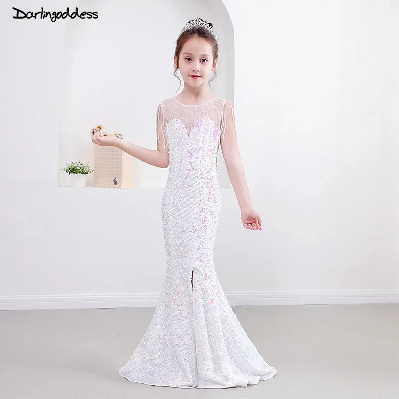 Elegant White Sequin Mermaid Flower Girl Dresses for Weddings 2019 First Communion Dresses for Girls Kids Evening Party Gowns
Elegant White Sequin Mermaid Flower Girl Dresses for Weddings 2019 First Communion Dresses for Girls Kids Evening Party Gowns