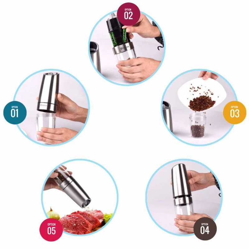 New Electric Pepper Grinder LED Light Salt Pepper Grinding Bottle Kitchen Seasoning Grind Tool Automatic Mills Kitchen Tools
New Electric Pepper Grinder LED Light Salt Pepper Grinding Bottle Kitchen Seasoning Grind Tool Automatic Mills Kitchen Tools