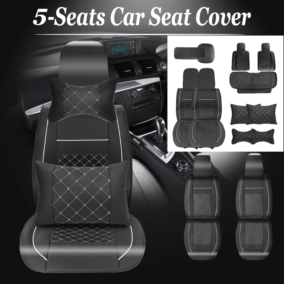 11Pcs/Set Universal Car Seat Cover For Toyota Corolla Accessories Covers For Vehicle Seat Automobiles PU Leather Black White
11Pcs/Set Universal Car Seat Cover For Toyota Corolla Accessories Covers For Vehicle Seat Automobiles PU Leather Black White