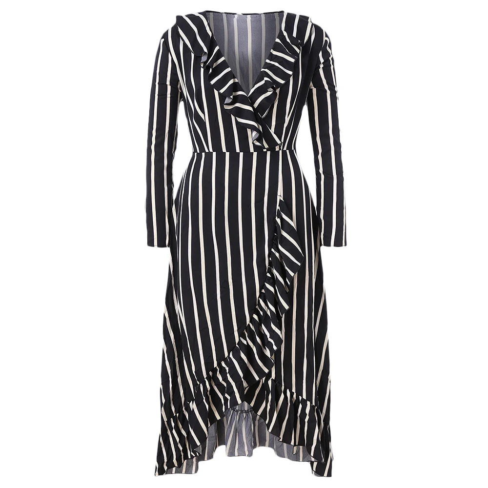 Wipalo Plus Size Stripe Print Dress Elegant Ruffle Insert Dresses Women Long Sleeve V-Neck Winter Spring Dress For Ladies 3XL
Wipalo Plus Size Stripe Print Dress Elegant Ruffle Insert Dresses Women Long Sleeve V-Neck Winter Spring Dress For Ladies 3XL