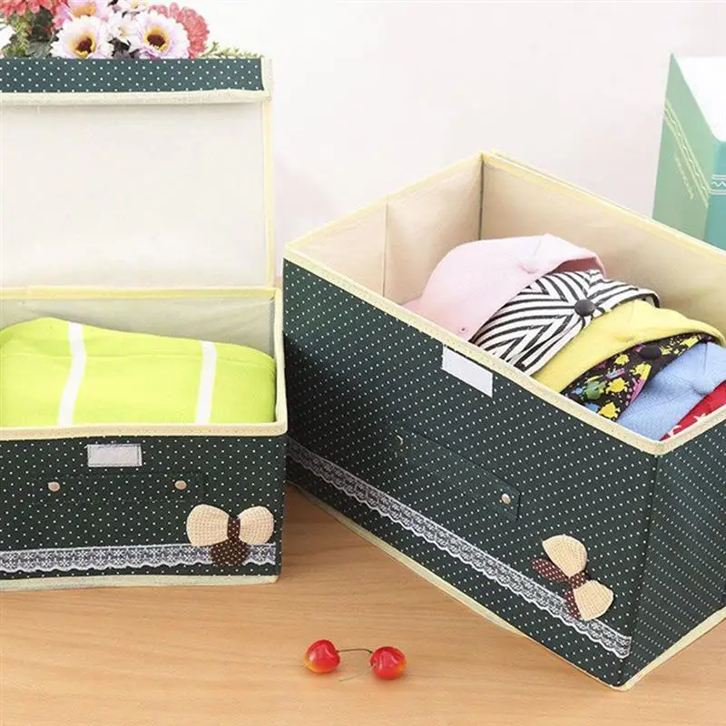 Фото 2pcs/set Cute Bow Tie Home Storage Boxes Bins Organization Closet Underwear Organizer | Дом и сад