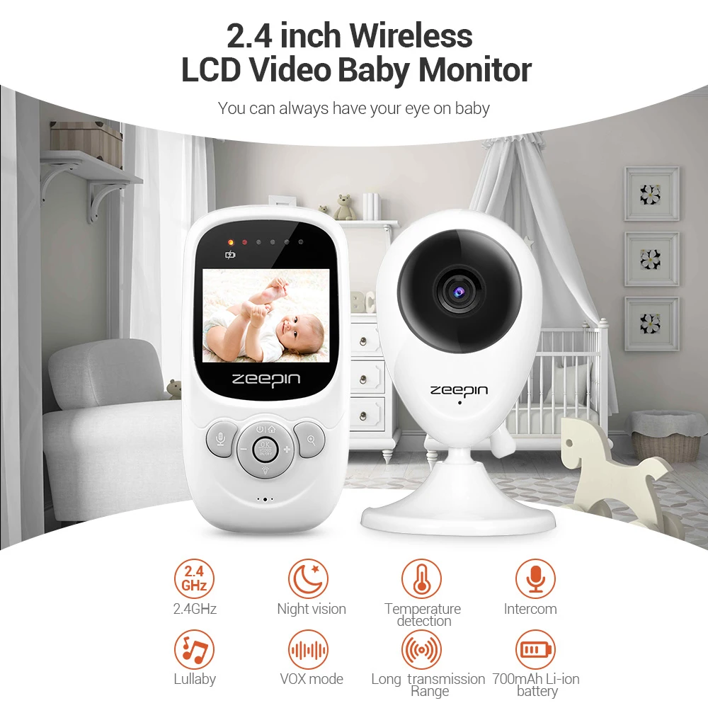 2.4 Inch 2.4G Wireless Digital LCD Baby Video Sleeping Monitor With Infrared Night Vision Temperature Sensor Audio Video Monitor
2.4 Inch 2.4G Wireless Digital LCD Baby Video Sleeping Monitor With Infrared Night Vision Temperature Sensor Audio Video Monitor