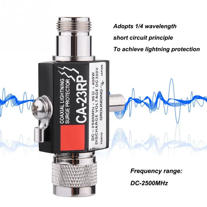 400W Lightning Arrestor N Male Plug to N Female Coaxial 0-2.5GHZ 400W CA-23RP 50ohm DC-2500MHz N Connector
400W Lightning Arrestor N Male Plug to N Female Coaxial 0-2.5GHZ 400W CA-23RP 50ohm DC-2500MHz N Connector