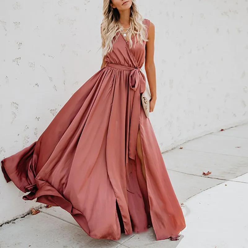 2019 New Spring Summer Women's Dress V Neck Sleeveless High Waist Bow Lace Up Split Dresses Solid Fashion Clothes
2019 New Spring Summer Women's Dress V Neck Sleeveless High Waist Bow Lace Up Split Dresses Solid Fashion Clothes