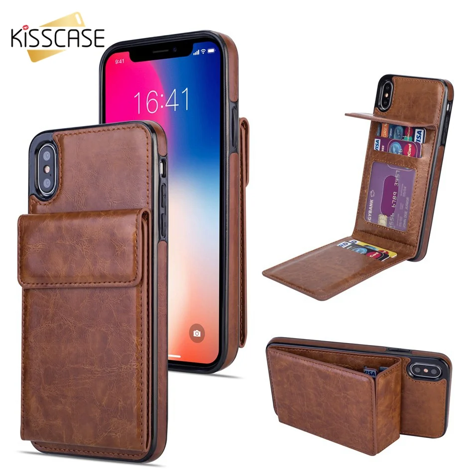 KISSCASE Ретро Чехол для iPhone X XS MAX XR PU кожаный держатель телефона чехол 5 5S SE 7 8 6 6s plus |