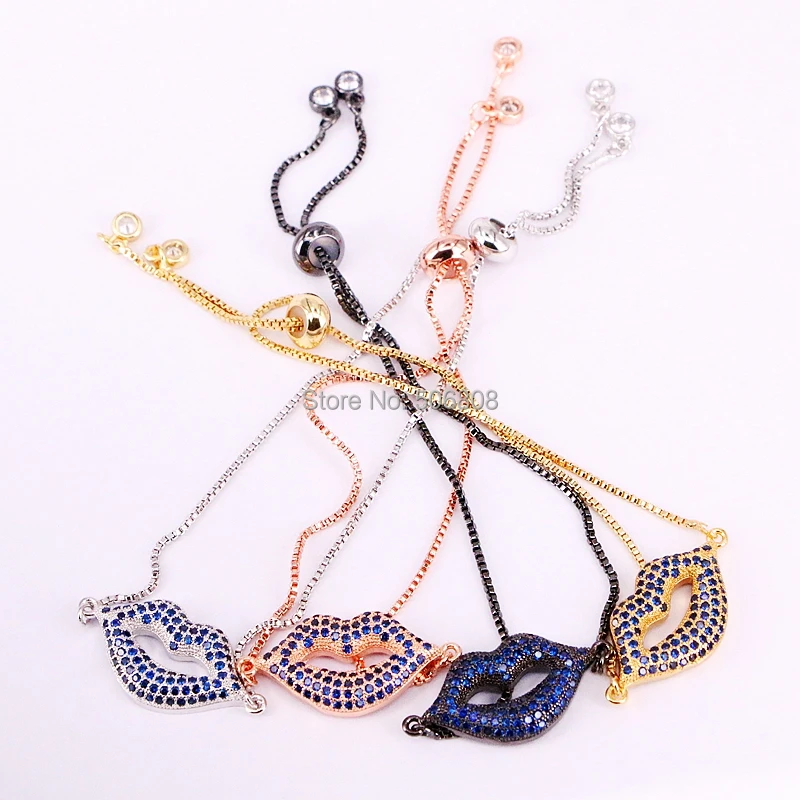 6PCS ZYZ-B5647 Dark Blue CZ Zircon Crystal Bracelet Adjustable Chain Lips Design Charm Bracelets & Bangles Women
6PCS ZYZ-B5647 Dark Blue CZ Zircon Crystal Bracelet Adjustable Chain Lips Design Charm Bracelets & Bangles Women