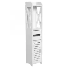 Armário do banheiro 80x15.5x15.5cm banheiro móveis de banheiro armário de madeira branca-placa de plástico prateleira de armazenamento de tecido rack(China)