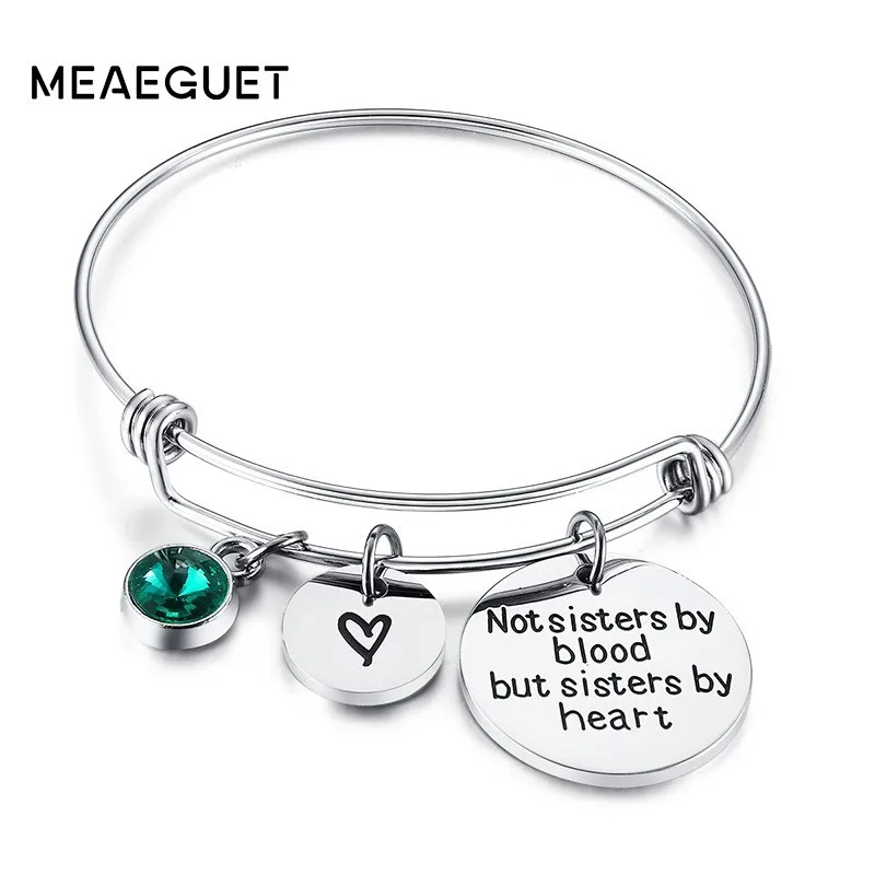 Personalized Charm Bangle Expandable Bracelet Stainles Steel CZ Birthstone Not Sisters By Blood Customized Bestfriend Gifts
Personalized Charm Bangle Expandable Bracelet Stainles Steel CZ Birthstone Not Sisters By Blood Customized Bestfriend Gifts