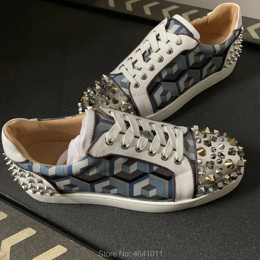 High Top Sneakers Leisure shoe cl andgz Lace up Blue Graffiti Spikes toecap heel leather Red bottoms For Man Shoes casual Flat
High Top Sneakers Leisure shoe cl andgz Lace up Blue Graffiti Spikes toecap heel leather Red bottoms For Man Shoes casual Flat