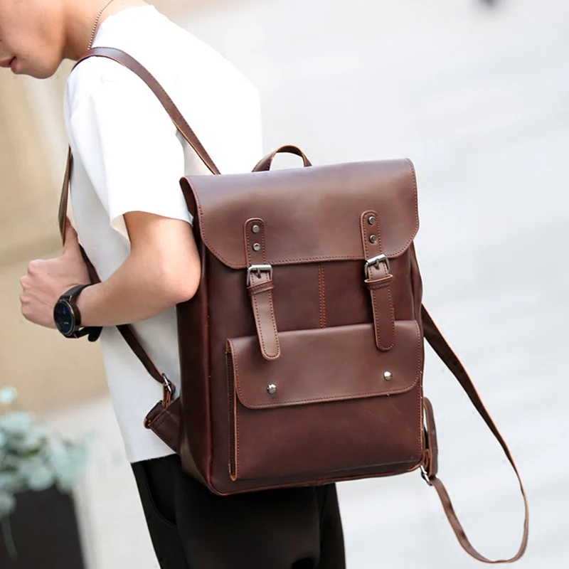 Vintage Hasp Backpacks Women Men Motorcycle Fashion Crazy Horse Leather Backpack Men's Bag Luxury Brand Shoulder Bags Unisex
Vintage Hasp Backpacks Women Men Motorcycle Fashion Crazy Horse Leather Backpack Men's Bag Luxury Brand Shoulder Bags Unisex
