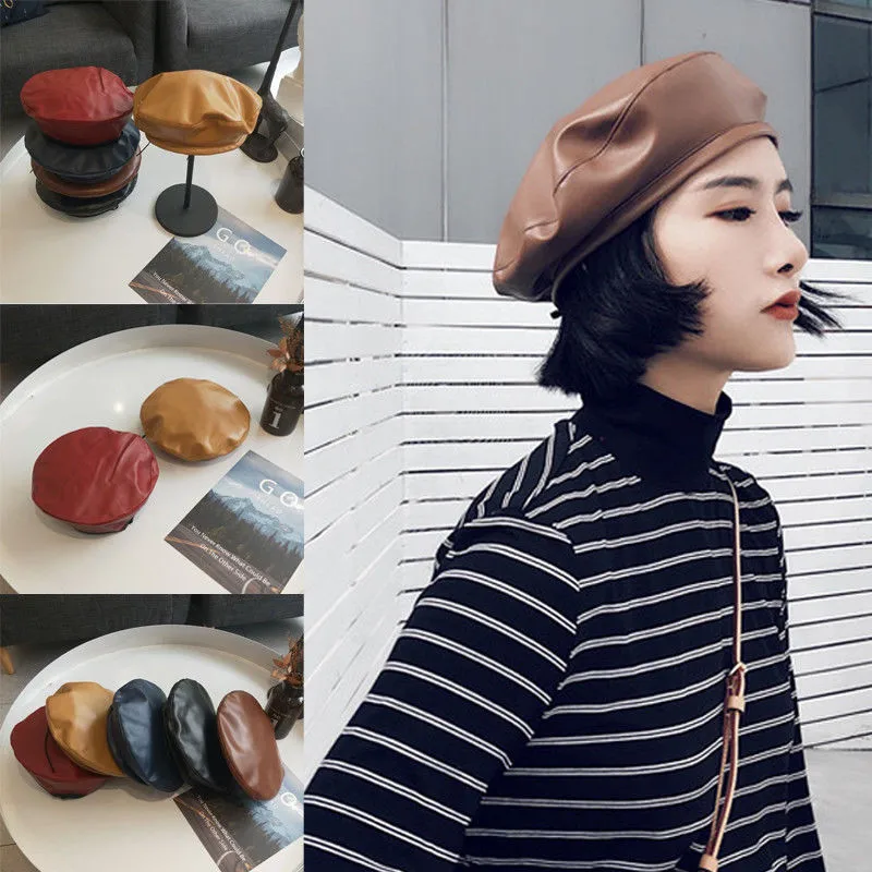 Vintage Womens Ladies Autumn Spring Faux PU Leather Beret Berets Hat French Cap Wine Red Black Brown
Vintage Womens Ladies Autumn Spring Faux PU Leather Beret Berets Hat French Cap Wine Red Black Brown
