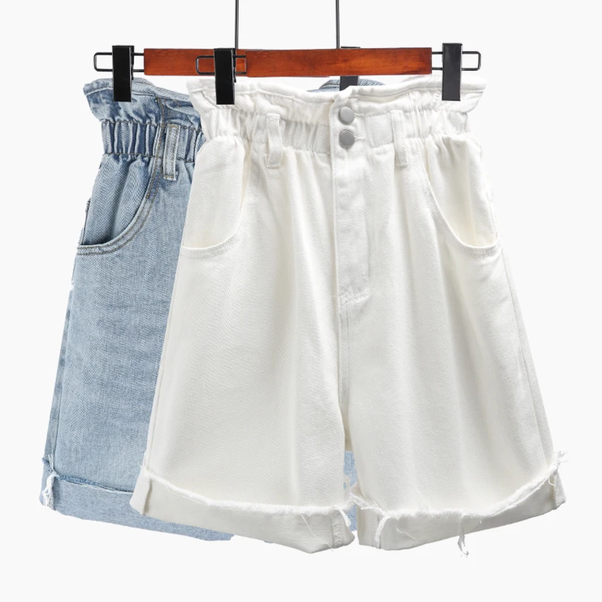 Summer Women High Waist Loose Jeans Wash Crimping Knee Length Denim Shorts Feminino Jeans Pants Blue White
Summer Women High Waist Loose Jeans Wash Crimping Knee Length Denim Shorts Feminino Jeans Pants Blue White