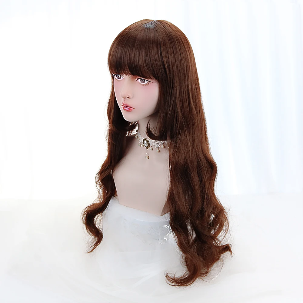 Long Wavy Wig Synthetic Hair Brown Lolita Wigs with Bangs Blunt Costume Wigs for Women Hollywood Female Party
Long Wavy Wig Synthetic Hair Brown Lolita Wigs with Bangs Blunt Costume Wigs for Women Hollywood Female Party