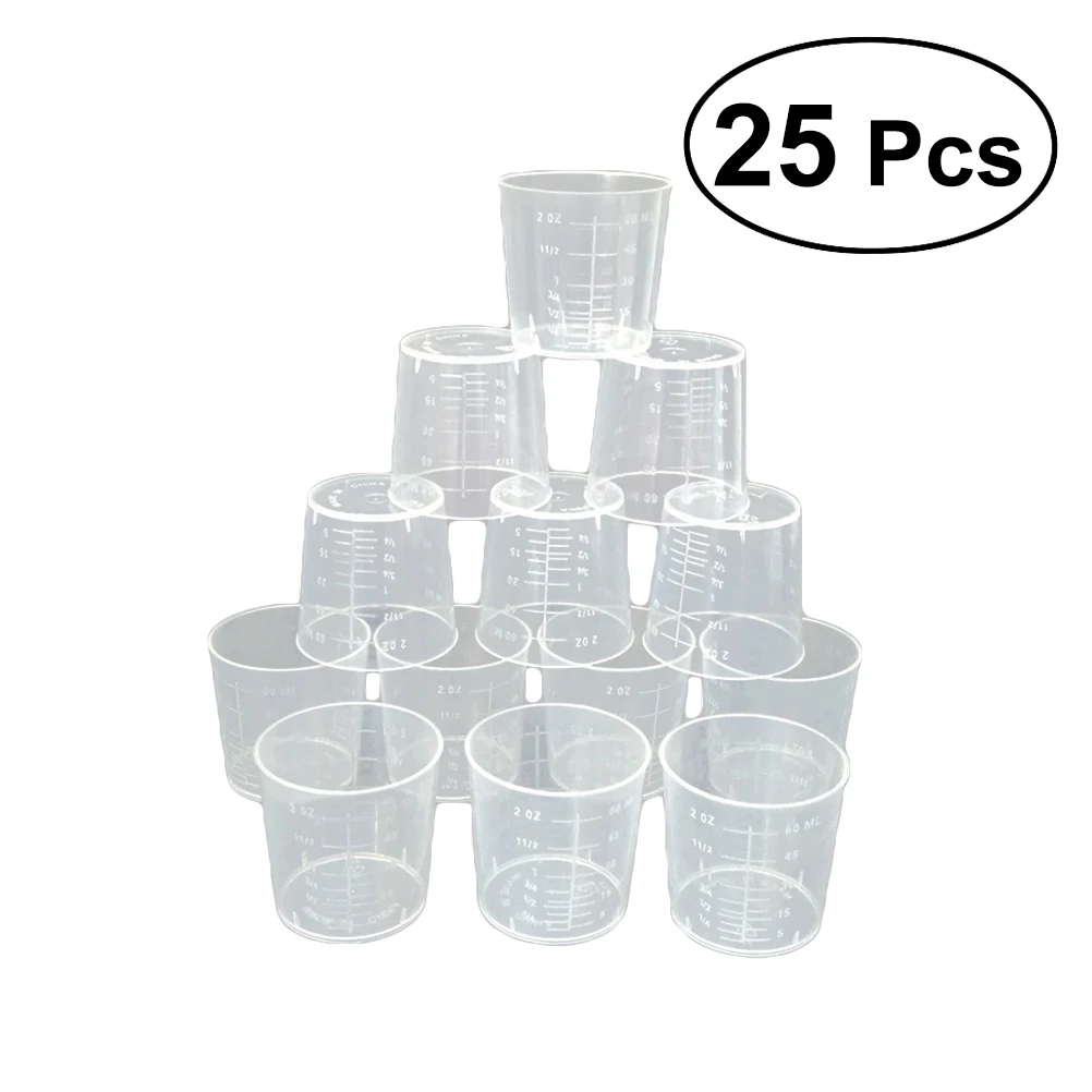 

25Pcs 60ml Plastic Measuring Cup Kitchen Cups Baking Cooking Tool Digital Measuring Cup