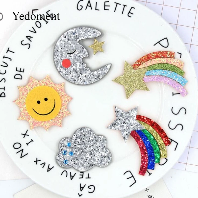 12PCS Glitter Leather Non-Woven Fabric Rainbow/Moon/Sun For Hair Clips, Applique Patches DIY Craft Decoration, Y19030102
12PCS Glitter Leather Non-Woven Fabric Rainbow/Moon/Sun For Hair Clips, Applique Patches DIY Craft Decoration, Y19030102
