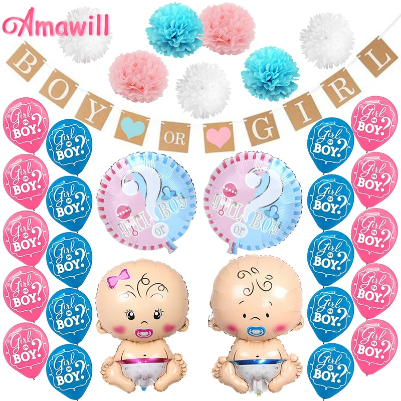 Amawill 1 Set Boy or Girl Banner Round Foil Balloon Latex Balloons for Baby Shower Baptism Gender Reveal Party Decorations 75D
Amawill 1 Set Boy or Girl Banner Round Foil Balloon Latex Balloons for Baby Shower Baptism Gender Reveal Party Decorations 75D