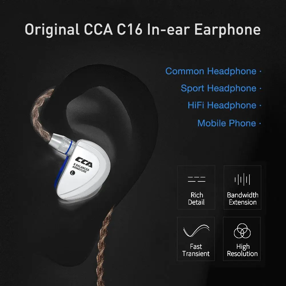 Drive Units In Ear Earphone 8 Balanced Armature HIFI Monitoring Earphone Sport Headset With Detachable Detach 2PIN Cable
Drive Units In Ear Earphone 8 Balanced Armature HIFI Monitoring Earphone Sport Headset With Detachable Detach 2PIN Cable