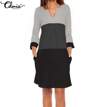 Celmia 2020 Women Sexy Patchwork Summer Dress Female V Neck Knee-Length Dresses Casual Office Lady A-line Vestidos Plus Size 5XL
Celmia 2020 Women Sexy Patchwork Summer Dress Female V Neck Knee-Length Dresses Casual Office Lady A-line Vestidos Plus Size 5XL