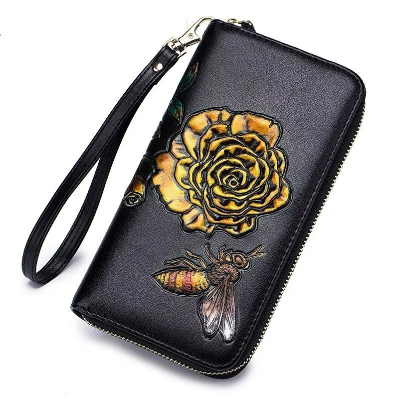 New Ladies Purse Genuine Leather Wallets Women Long Zipper Coin Purses Card Holder Clutch Fashion Flower Emboss Cartera Mujer
New Ladies Purse Genuine Leather Wallets Women Long Zipper Coin Purses Card Holder Clutch Fashion Flower Emboss Cartera Mujer